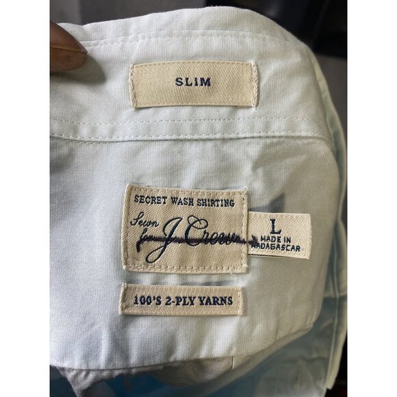 J.CREW Mens Slim Secret Wash Cotton Poplin Shirt 100s 2-Ply Yarns Button Up Sz L - Picture 3 of 6